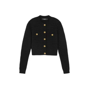 VERSACE Tweed Bouclé Button-Up Jacket