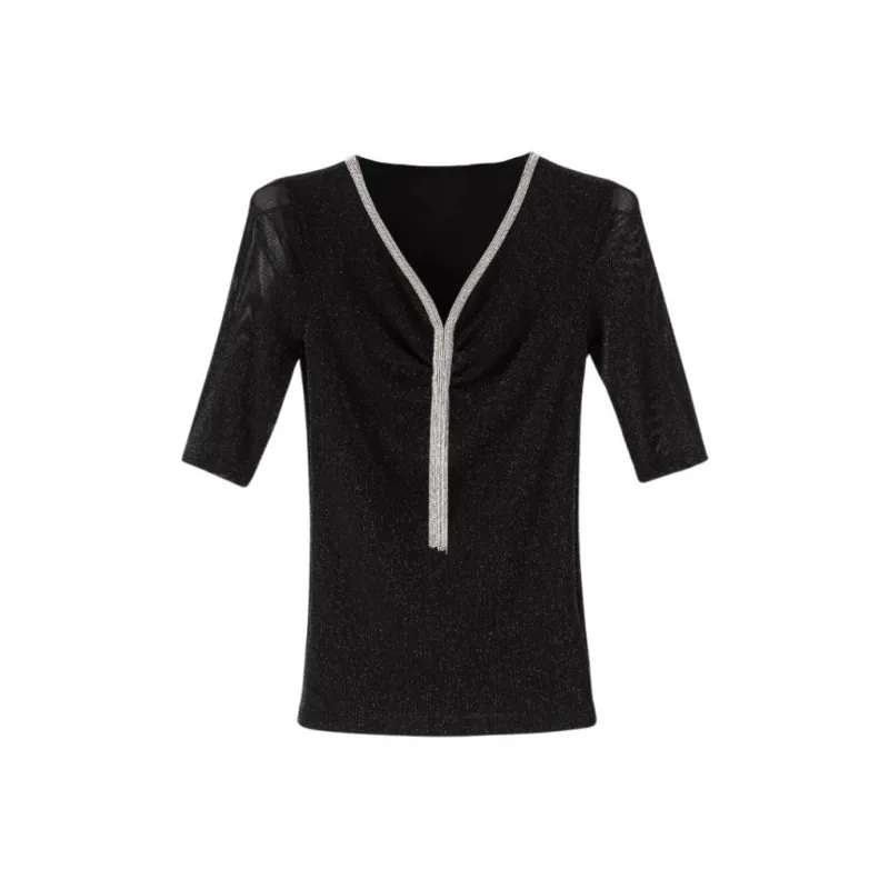 Late White T Shirt Women's Black-0
