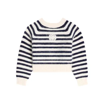 CELINE Crew Neck Marinière Sweater In Mohair And Silk