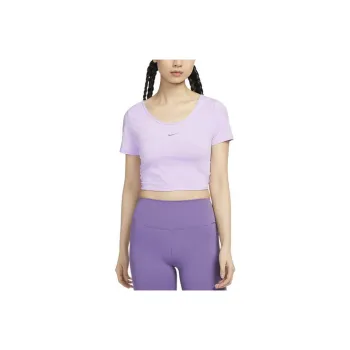 Nike One Classic Women's Dri FIT Short Sleeve Cropped Twist Top 'Lilac Bloom'