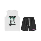 White Tank Top+Black Shorts (High-Quality Two-Piece Set)