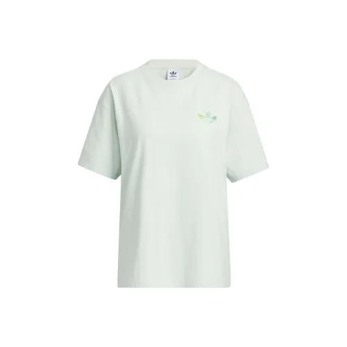 adidas originals Women's Lifestyle Logo Print Short Sleeve Tee Women's 'sequin Green'