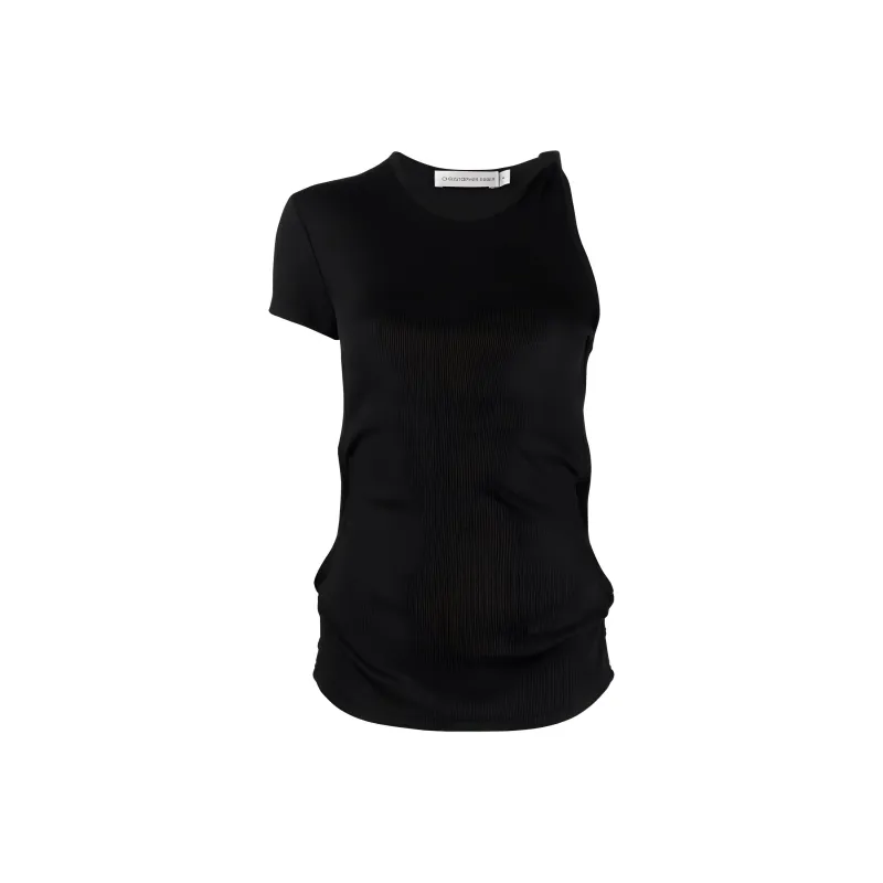 Christopher Esber Cut-Out Detailed Asymmetric Ribbed T-Shirt-0