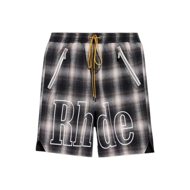 RHUDE Plaid Logo Shorts-0