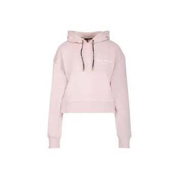 BALMAIN Eco Designed Hoodie With Flocked Logo 'Pink'