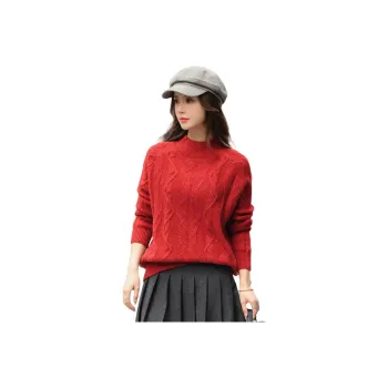 Emodues Sweater Women's Pointed Red