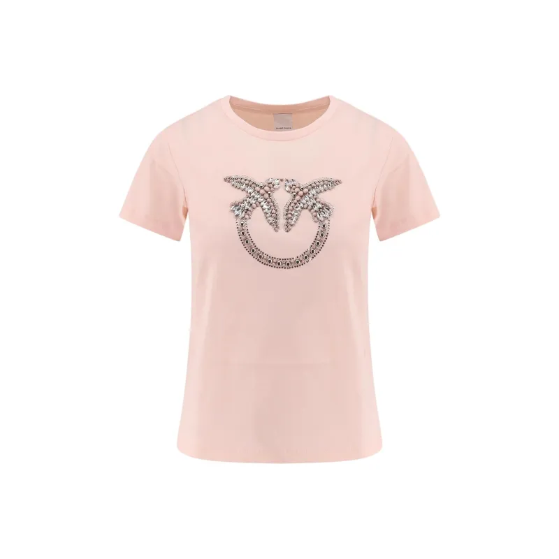 PINKO Embellished Love Birds Logo T Shirt-0