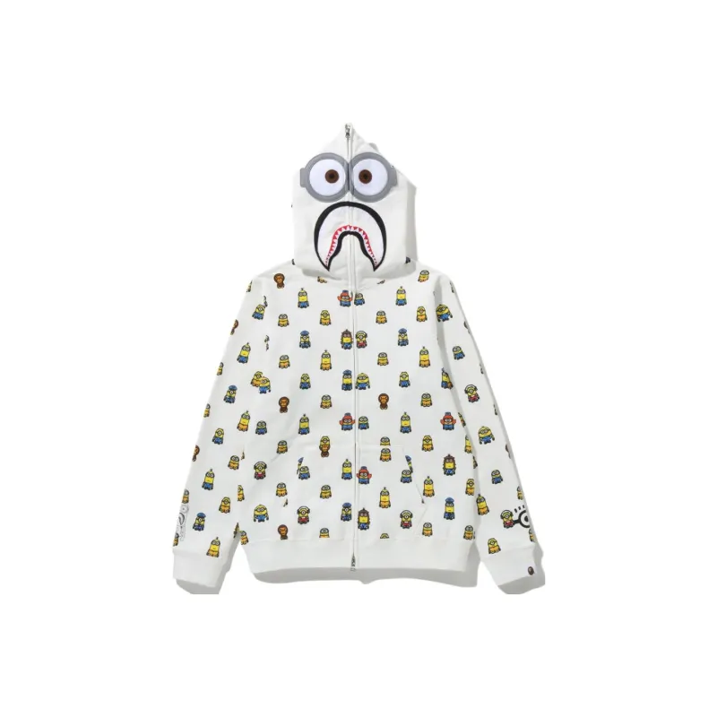 A BATHING APE X Minions Shark Full Zip Hoodie White-3
