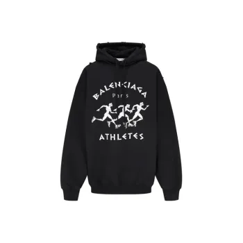 Balenciaga Athletes Logo Hoodie 'Black/White'