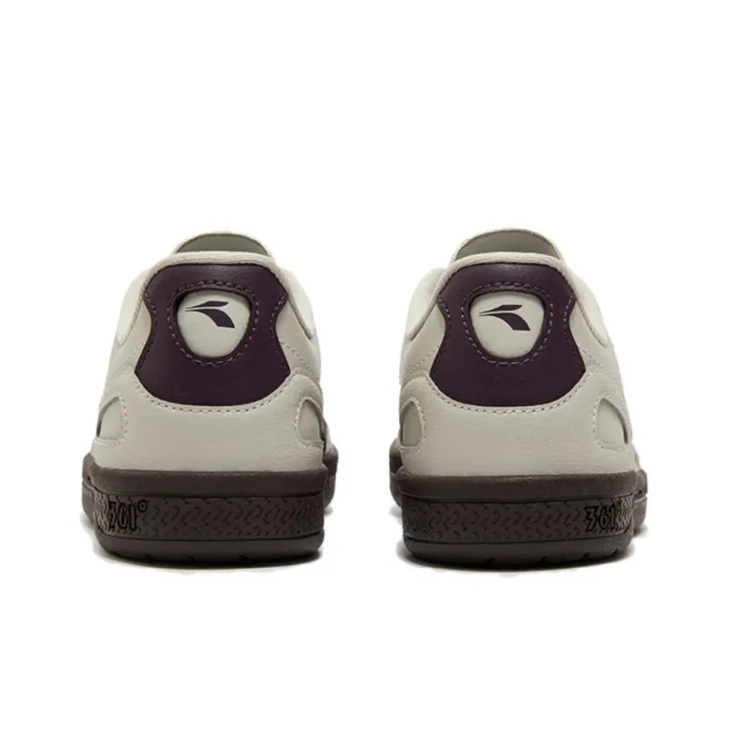 361° Walk Anti Slip Wear Resistant Low Top Skateboard Shoes Women's White Brown-3