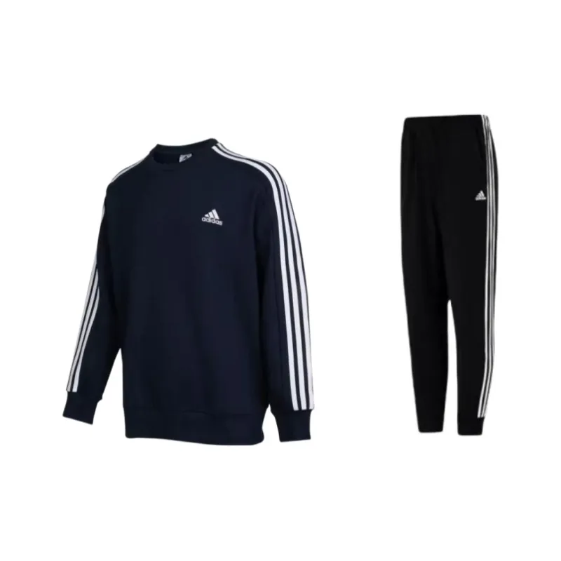 Adidas Sweatshirt Sets Unisex Clothing Set Blue Top+Black Pants-0