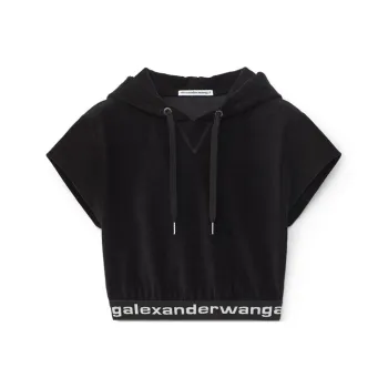 alexander wang Cropped Corduroy Hoodie