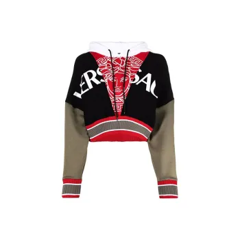 VERSACE Logo Hoodie 'Khaki/Black/Red/White'