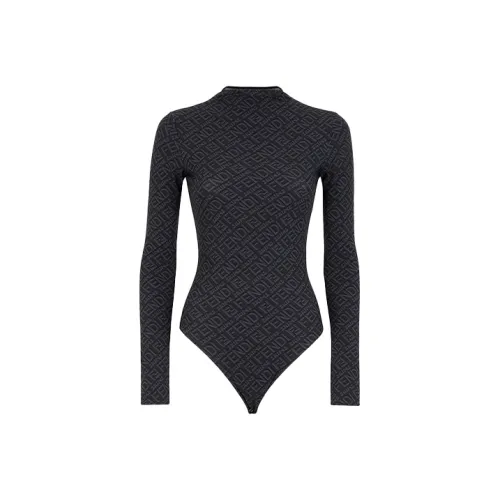 FENDI X Skims Mock Neck Long Sleeve Bodysuit Black