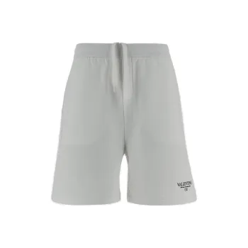 Valentino Logo Printed Straight Hem Shorts