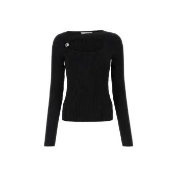 COPERNI Long Sleeved Cut Out Detailed Ribbed Knit Top