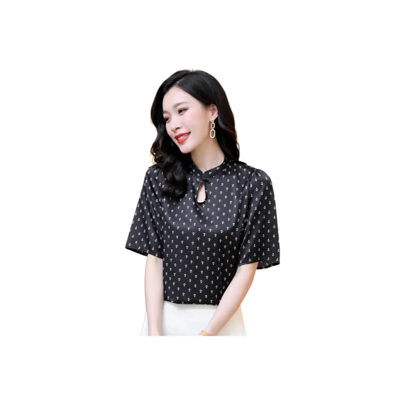 Yi Mengyuan Regular Silk T shirt Women's-5