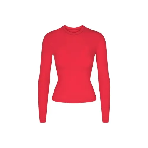 Skims COTTON Collection T Shirts Women's Red/Red