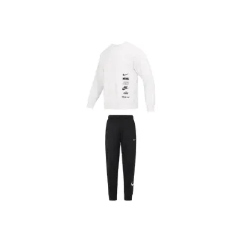 Nike Sweatshirt Sets Men Clothing Set White Top+Black Pants