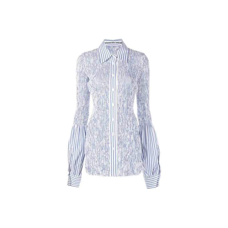 Alexander Wang Shirred Stripe print Longline Shirt-0