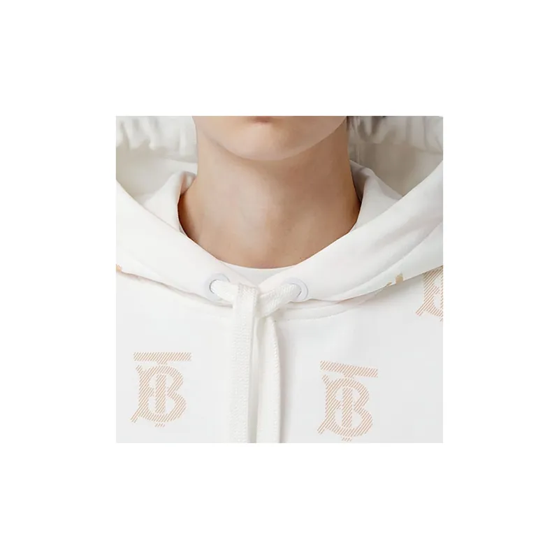 Burberry Women's Monogram Print Drawstring Hoodie White/Beige-4
