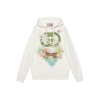 GUCCI Tiger Interlocking G Hooded Sweatshirt 'Off white'