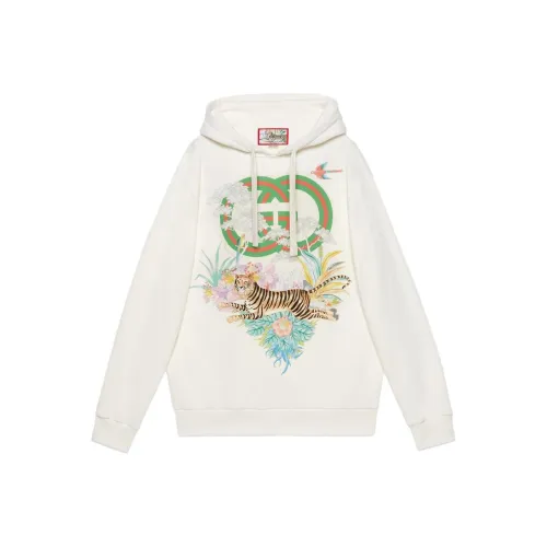 GUCCI Tiger Interlocking G Hooded Sweatshirt 'Off white'