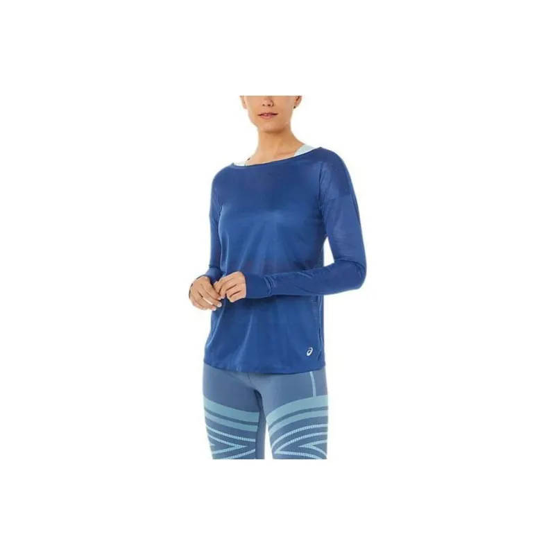 Asics Open Back Long Sleeve Top T-Shirt Women's Blue-0