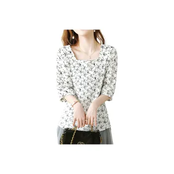 Wbwq Shirt Women's White Base Floral