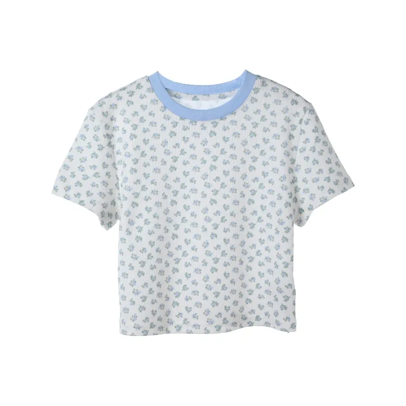 Y.Y.V T Shirt Women's Blue Floral-0