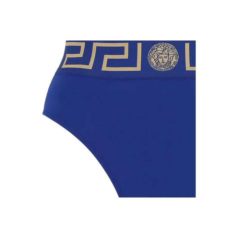 VERSACE Greca Border High Waist Bikini Bottoms 'Purple'-1