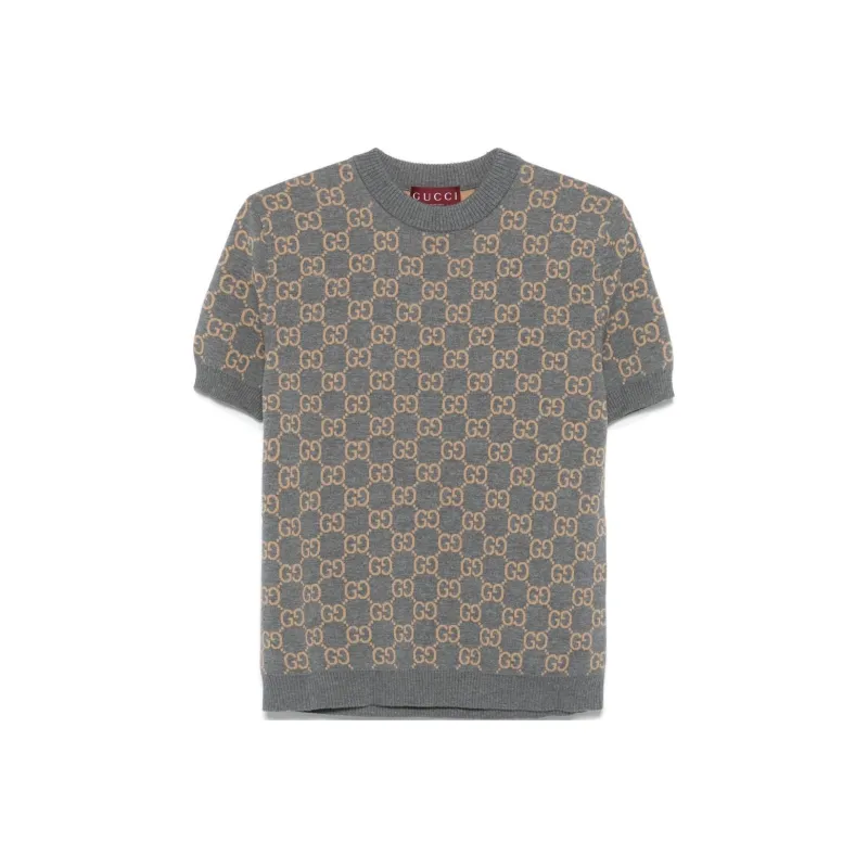 GUCCI Monogrammed Intarsia Short Sleeved Jumper-0
