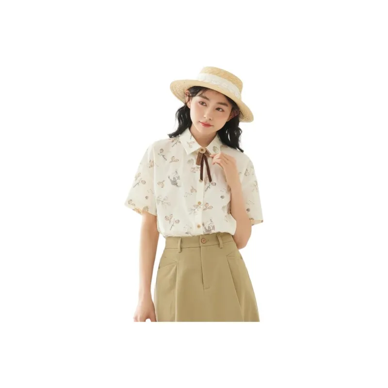 ZIHAN Shirt Women's Beige With Print-0