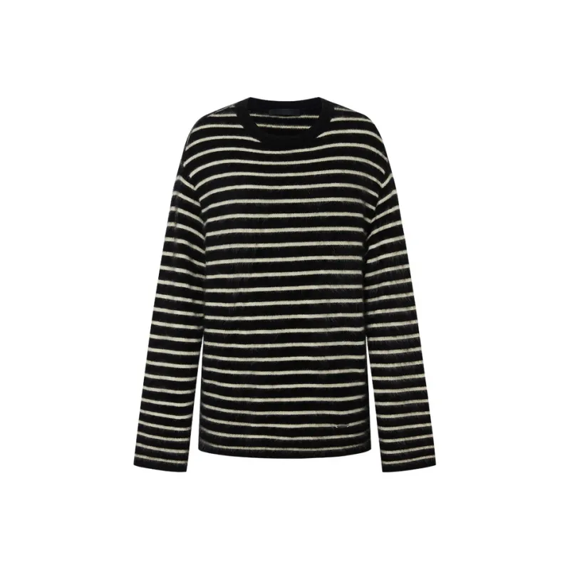 MOCO Sweater Women's Black White Stripes-0