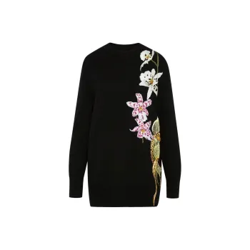 Oscar De La Renta Orchid Crochet Sweater