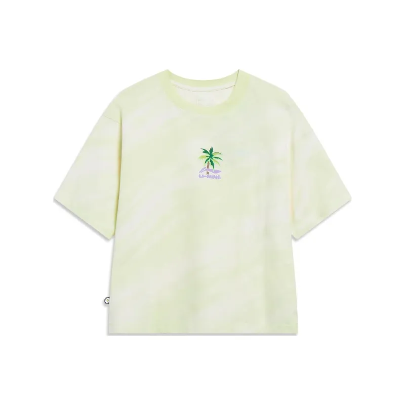 LINING Sports Life Collection T Shirts Women's Light Fruit Green All Over Print-0