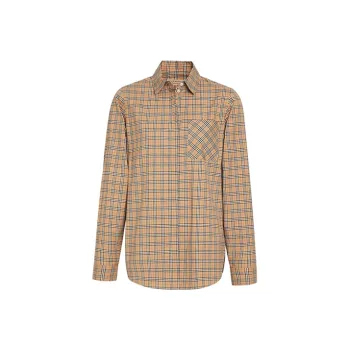 Burberry Check Cotton Shirt Beige