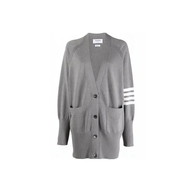 THOM BROWNE 4 Bar Long Sleeved Knit Cardigan-0