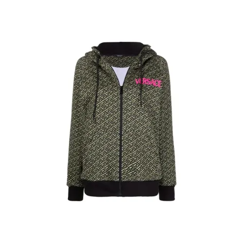 VERSACE Monogram Print Hoodie 'Black/Military'