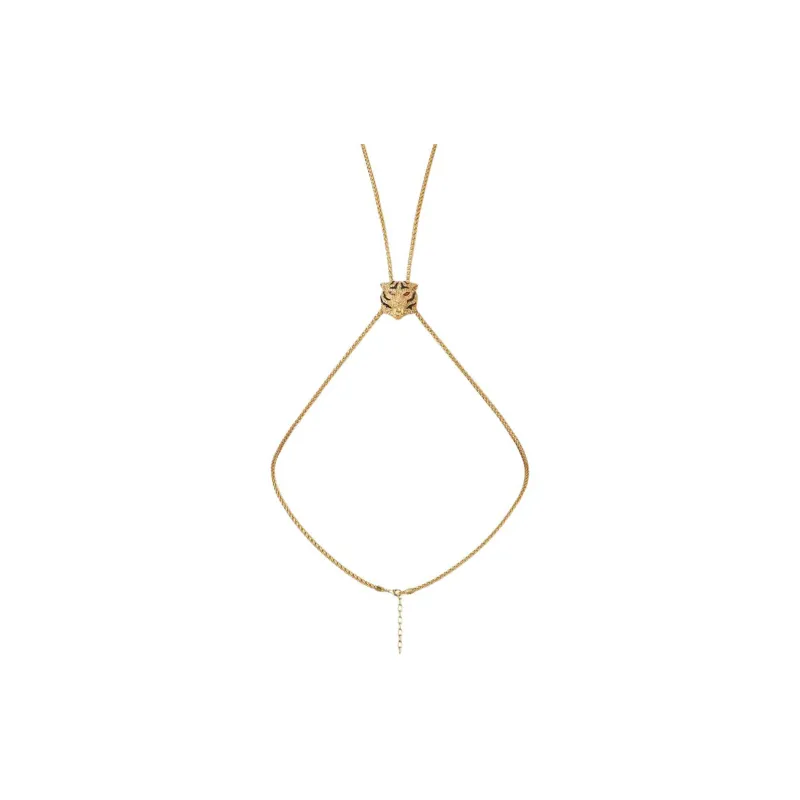 Roberto Cavalli Tiger Head Lariat Necklace-0