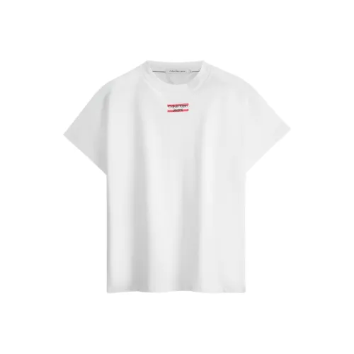 CALVIN KLEIN Drop Shoulder Sleeve T Shirt Women's Moon White
