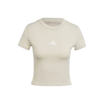 Adidas ESSENTIALS3 Stripes Regular T Shirt Women's Miracle Bauxite Brown/White
