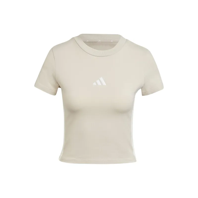 Adidas ESSENTIALS3 Stripes Regular T Shirt Women's Miracle Bauxite Brown/White-0