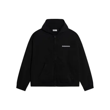 Balenciaga Turn Wide Fit Zip Up Hoodie Black