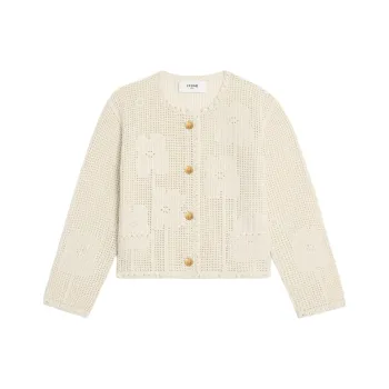 CELINE Cardigan Jacket In Floral Crocheted Cotton