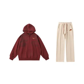 LAMLICKA Sweatshirt Set Unisex Red+Apricot
