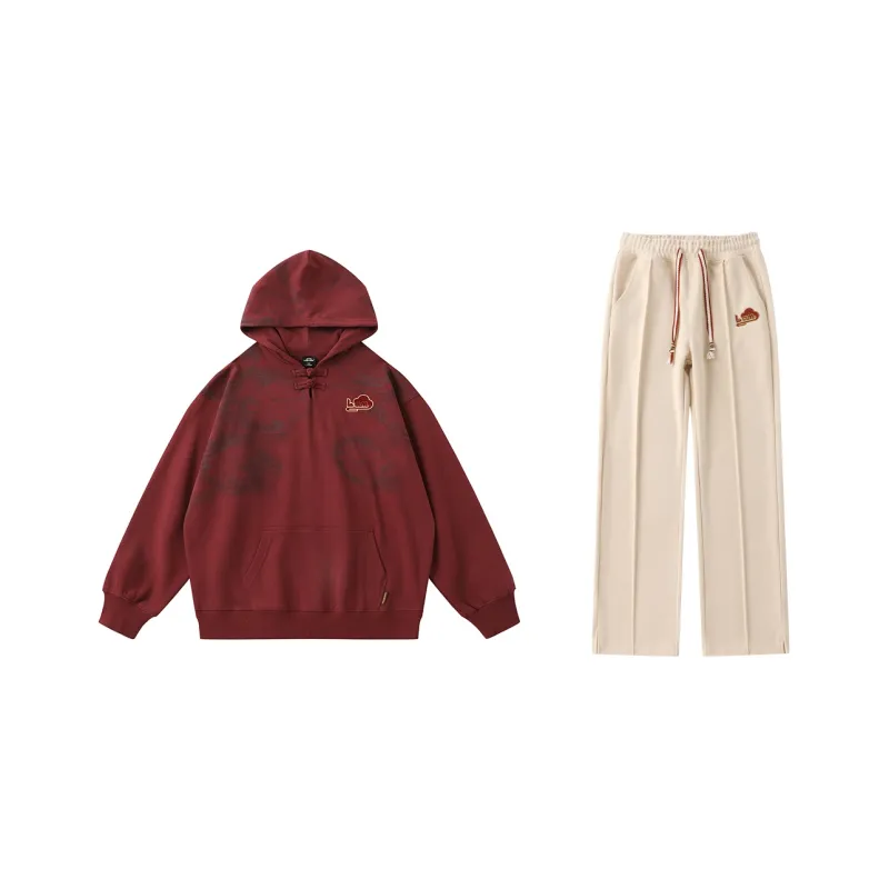 LAMLICKA Sweatshirt Set Unisex Red+Apricot-0