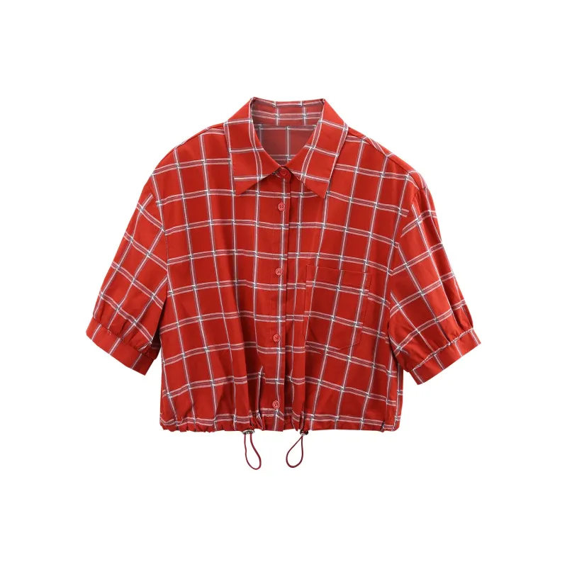 A Paradise For Awakening Shirt Women's Red Plaid-0