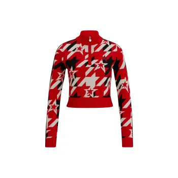HUGO BOSS x PERFECT MOMENT Moment Virgin-Wool Sweater With Houndstooth Motif Sweater Women's Red