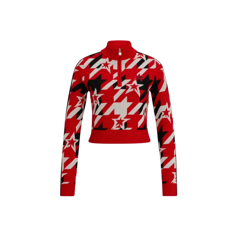 HUGO BOSS x PERFECT MOMENT Moment Virgin-Wool Sweater With Houndstooth Motif Sweater Women's Red-0